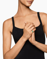 Petite Pavé Pinky Ring in 18K Yellow Gold with Emeralds, 7mm